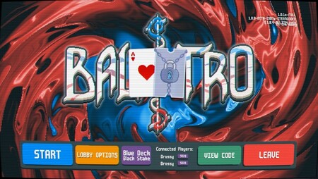 Na zdjęciu: Zrzut ekranu menu lobby w aktualnej wersji BalatroMultiplayer (Źródło obrazu: Autorzy modów Virtualized, TGMM, deweloper Localthunk