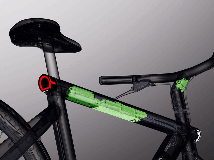 Seria VanMoof S6 może pochwalić się niewymienną baterią o pojemności 487 Wh (źródło obrazu: VanMoof)