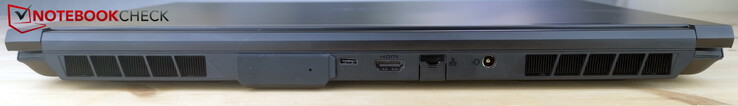 Tył: Port zasilania, LAN, HDMI 2.1, USB-C 3.2 Gen2×1 (DisplayPort 1.4a, G-SYNC), złącze OASIS