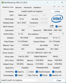 Układ GPU-Z Intel Iris Xe