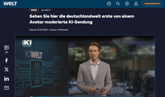 KI-Welt: Welt TV uruchamia pierwszy w pełni wyprodukowany przez sztuczną inteligencję program informacyjny w Niemczech (źródło zdjęcia: Welt TV)