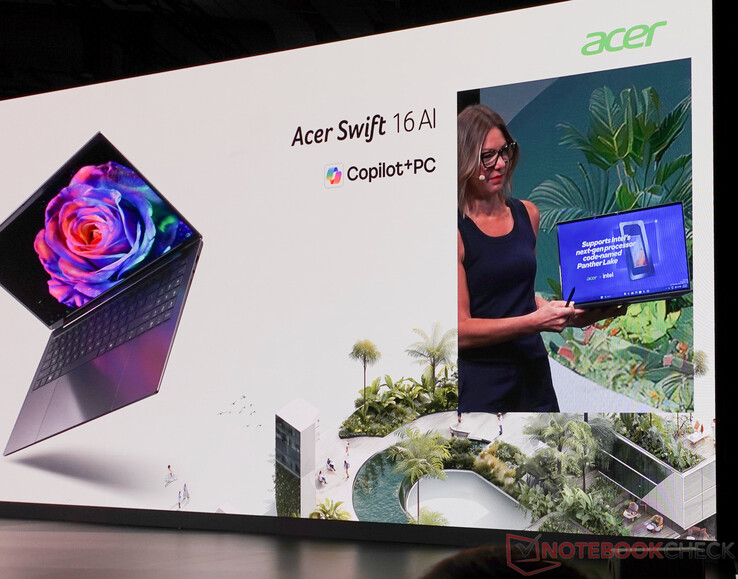 Acer Swift 16 AI z układami Intel Panther Lake pojawi się w przyszłym roku. (Źródło zdjęcia: Notebookcheck)