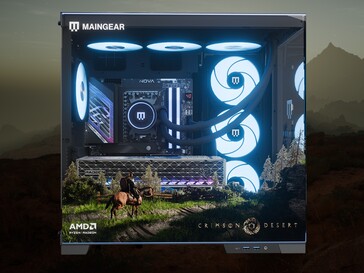 Maingear Crimson Desert Limited Edition PC pokazano po lewej stronie