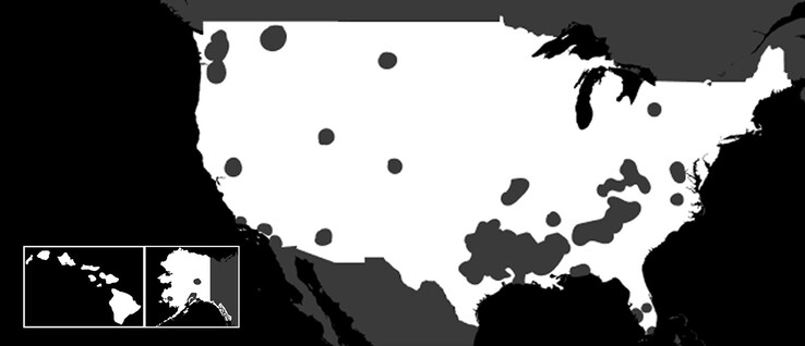 Mapa dostępności planu Starlink Residential Lite.