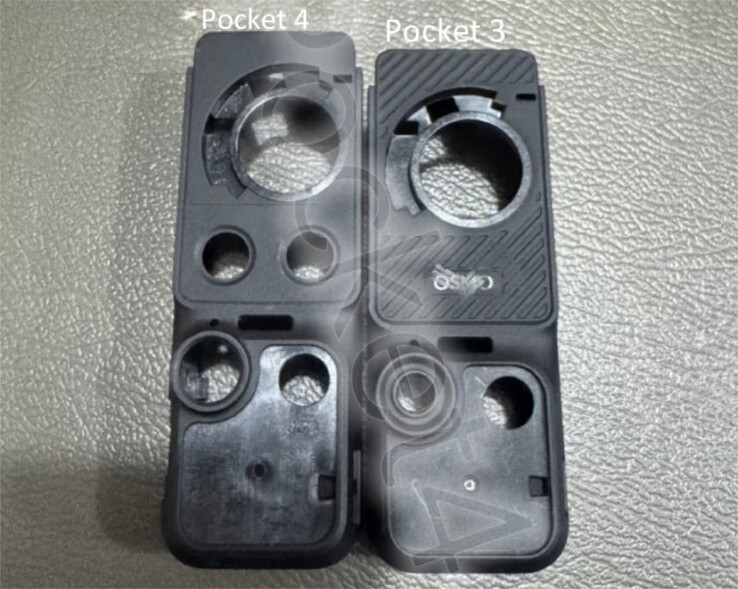 Osmo Pocket 4 i Pocket 3 bez wyświetlaczy i elementów kamery, od lewej do prawej. (Źródło zdjęcia: via The New Camera)