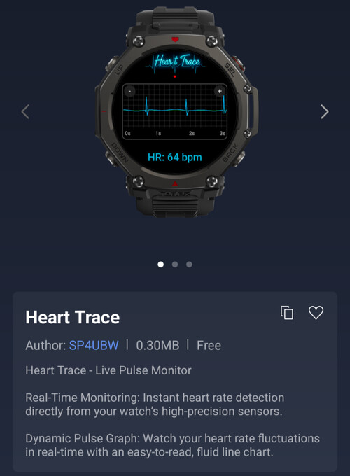 Aplikacja Heart Trace dla smartwatchów Amazfit