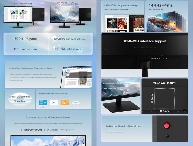 Główne cechy ThinkVision S25-4e (Źródło obrazu: Lenovo - tłumaczenie maszynowe)