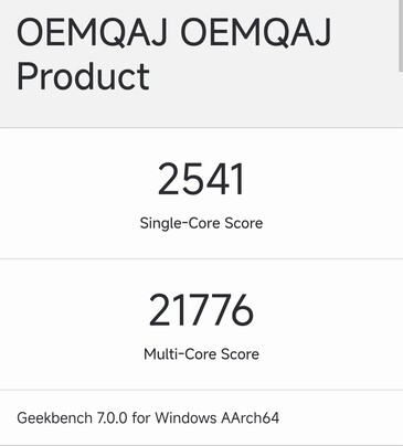 Wynik testu Geekbench dla konfiguracji 18-rdzeniowego procesora N1X