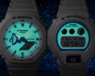 Seria Casio G-Shock Hidden Glow przyjmuje jasne podejście z białą i niebieską estetyką obok tarcz luminescencyjnych. Na zdjęciu od prawej do lewej - Casio DW-6900HDS-7A1 i Casio GA2100HDS-7A. (Źródło zdjęcia: Casio)