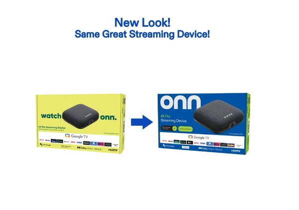 Pudełko detaliczne Onn 4K Pro jest teraz podobne do tego z Onn 4K Plus. (Źródło zdjęcia: Walmart)