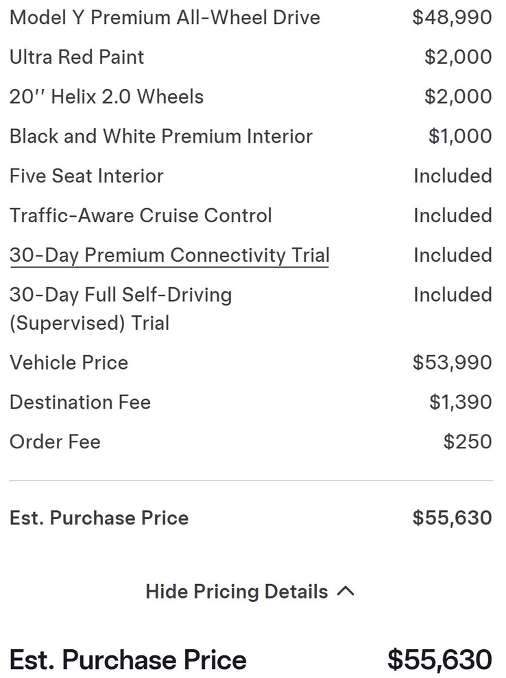 Lista bezpłatnych opcji Tesli Model Y skróciła się wraz z usunięciem Autopilota.