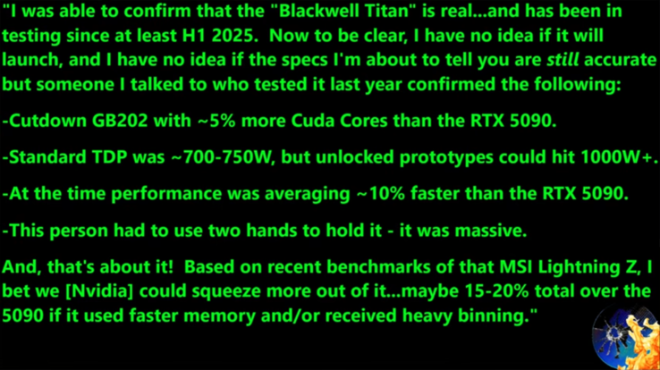 Specyfikacja RTX 5090 Ti/Blackwell Titan 
