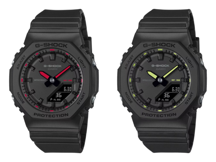 Zegarki Casio G-Shock GMA-P2100SA-1A1 (po lewej) i GMA-P2100SA-1A2 (po prawej). (Źródło zdjęcia: Casio)