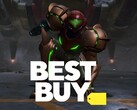 Samus z Metroid Prime 4: Beyond pokazana z logo Best Buy (źródło zdjęcia: Nintendo of America, Best Buy z poprawkami)