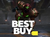Samus z Metroid Prime 4: Beyond pokazana z logo Best Buy (źródło zdjęcia: Nintendo of America, Best Buy z poprawkami)