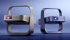 Projektory Elfin Flip 4K (po lewej) i Flip Laser składają się do kompaktowej pionowej jednostki do przechowywania.