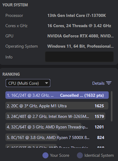 wyniki wielordzeniowego procesora i7-13700K