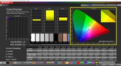 CalMAN ColorChecker (profil: Natywny, docelowa przestrzeń kolorów: P3)