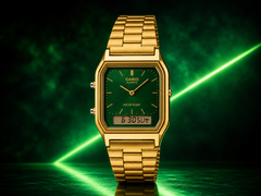 Zegarek Casio AQ-230GA-3AMQY charakteryzuje się estetyką w złocistym odcieniu