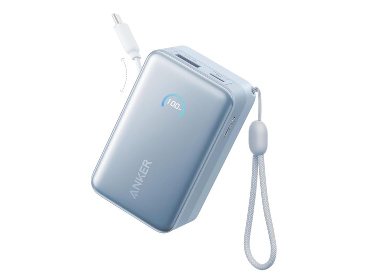 Anker Nano Power Bank (10K, 45W, wbudowany zwijany kabel USB-C) w kolorze niebieskim