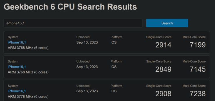 Apple Zestawienie Geekbench A17 Pro (zdjęcie za pośrednictwem Geekbench)