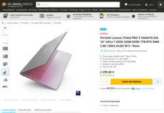 Wyciekła lista detaliczna Lenovo Yoga Pro 9 RTX 5060. (Źródło obrazu: Globaldata)