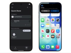 Pixel 10 Pro XL wysyłający obraz do iPhone'a za pośrednictwem Quick Share. (Źródło obrazu: Google)