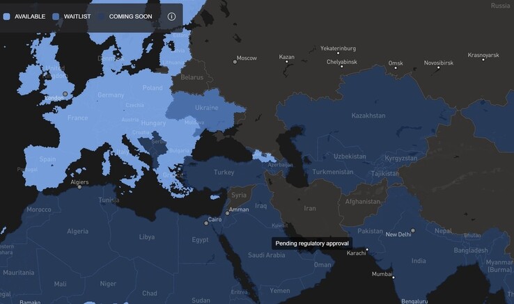 Dostępność Starlink. (Źródło zdjęcia: SpaceX)