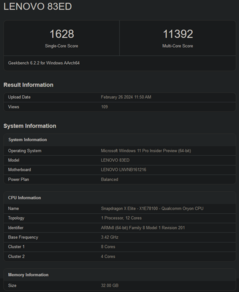 Wyniki procesora Snapdragon X Elite Geekbench 6.2 (zdjęcie za pośrednictwem Geekbench)