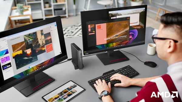 Lenovo ThinkCentre neo 55q Gen 6 można podłączyć do maksymalnie trzech monitorów. (Źródło obrazu: Lenovo)