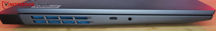 Po lewej: USB-C 3.2 Gen 2 (10 Gbit/s, DisplayPort 1.4, PD o mocy 140 W), port słuchawkowy