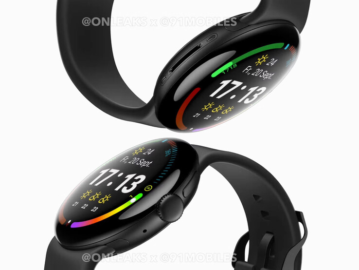 Pochodzący z CAD render tego, jak ma wyglądać Pixel Watch 4. (Źródło obrazu: 91mobiles &amp; OnLeaks)