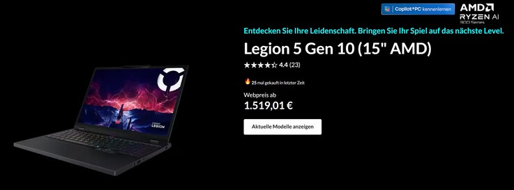 Lenovo Legion 5 15 zaczyna się od 1,519 € - w tym OLED, Wi-Fi 7, USB 4 i kamera 5 MP