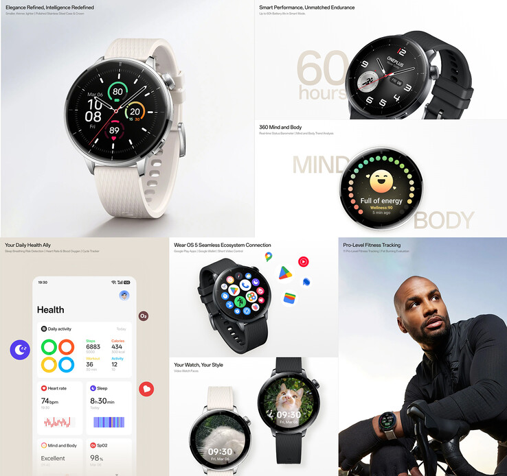 Główne zalety 43 mm Watch 3 (źródło obrazu: OnePlus)