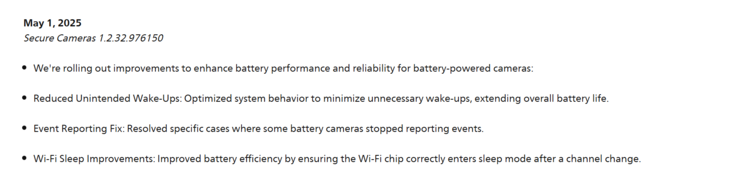Informacje o wydaniu aktualizacji Philips Hue Secure Cameras 1.2.32.976150. (Źródło obrazu: Philips)