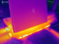 Mapa temperatur Alienware 16 Area-51 podczas wczytywania Cyberpunk 2077 w trybie Overdrive