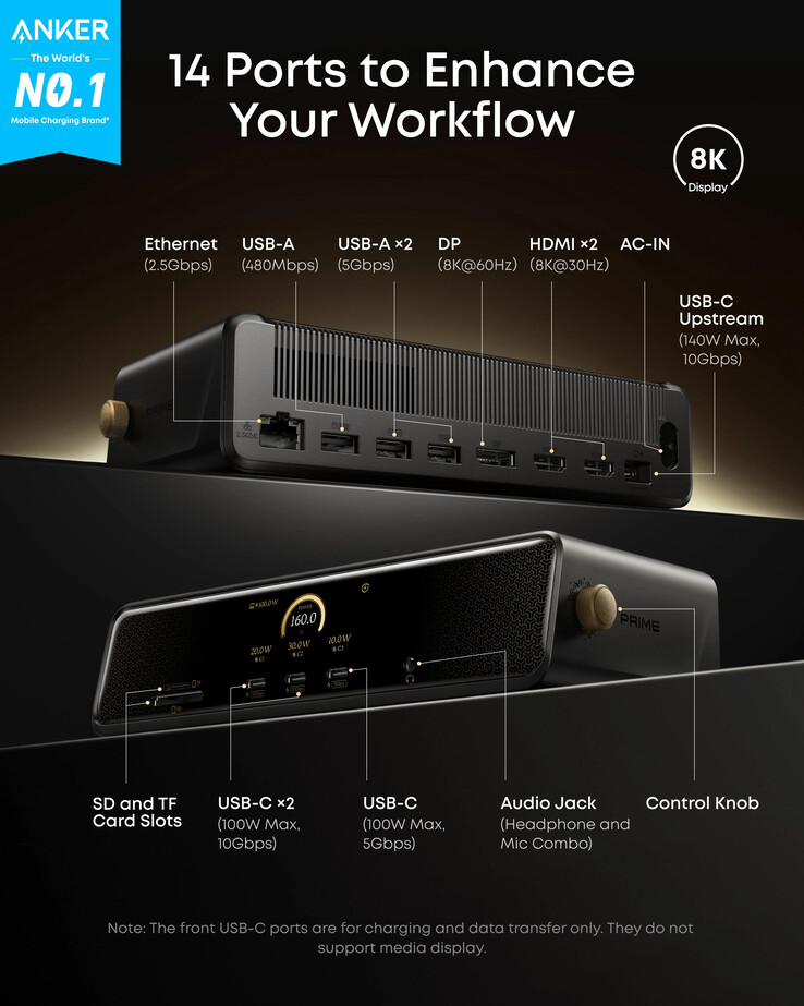 Anker x Black Myth: Stacja dokująca Wukong Edition Prime (14 w 1, potrójny wyświetlacz, DisplayLink). (Źródło zdjęcia: Anker)