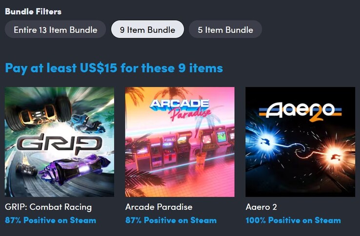 Obrazek dekoracyjny. Płacąc 15 dolarów otrzymują Państwo 9 gier (źródło obrazu: Humble Bundle)