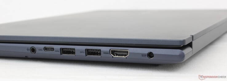 Po prawej: zestaw słuchawkowy 3,5 mm, USB-C 3.2 Gen. 1, 2x USB-A 3.2 Gen. 1, HDMI 1.4, zasilacz AC