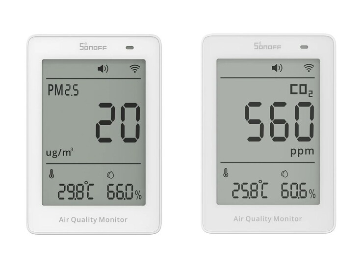 Czujniki PM2.5/PM10 (po lewej) i CO2 (po prawej) Sonoff AirGuard