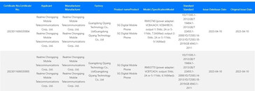 ...i 3C z nowym wyglądem i różnymi profilami szybkiego ładowania. (Źródło: TENAA via Mukul Sharma, 3C via MySmartPrice)