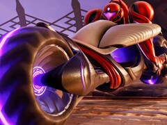 Samus z gry Metroid Prime 4: Beyond na swoim rowerze Vi-O-La (źródło obrazu: Nintendo of America na YouTube, zrzut ekranu)