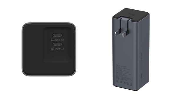Lenovo Hybrid 2-in-1 Power Bank 140W (10.2K) może służyć również jako ładowarka ścienna.
