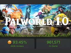 Zrzut ekranu przedstawiający szczytową liczbę graczy w grze Palworld 1.0