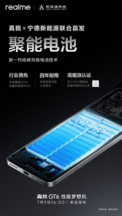 Najnowsze teasery Realme GT6 podkreślają szczytową wydajność baterii, wyświetlacza i technologii wytrzymałości. (Źródło: Realme via Weibo)