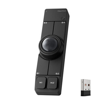 Bezprzewodowa mysz z trackballem Keychron Nape Pro w kolorze czarnym wraz z kluczem USB typu A