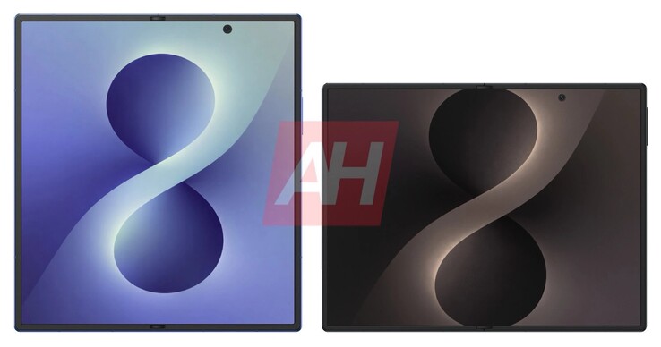 Model Samsung Galaxy Z Fold8 Ultra (po lewej) jest wyższy, ale węższy niż model Galaxy Z Fold8 Wide (po prawej).