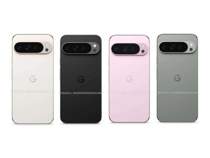 Cztery kolory Google Pixel, które wyciekły z @OnLeaks. (Źródło: @OnLeaks x Android Headlines)